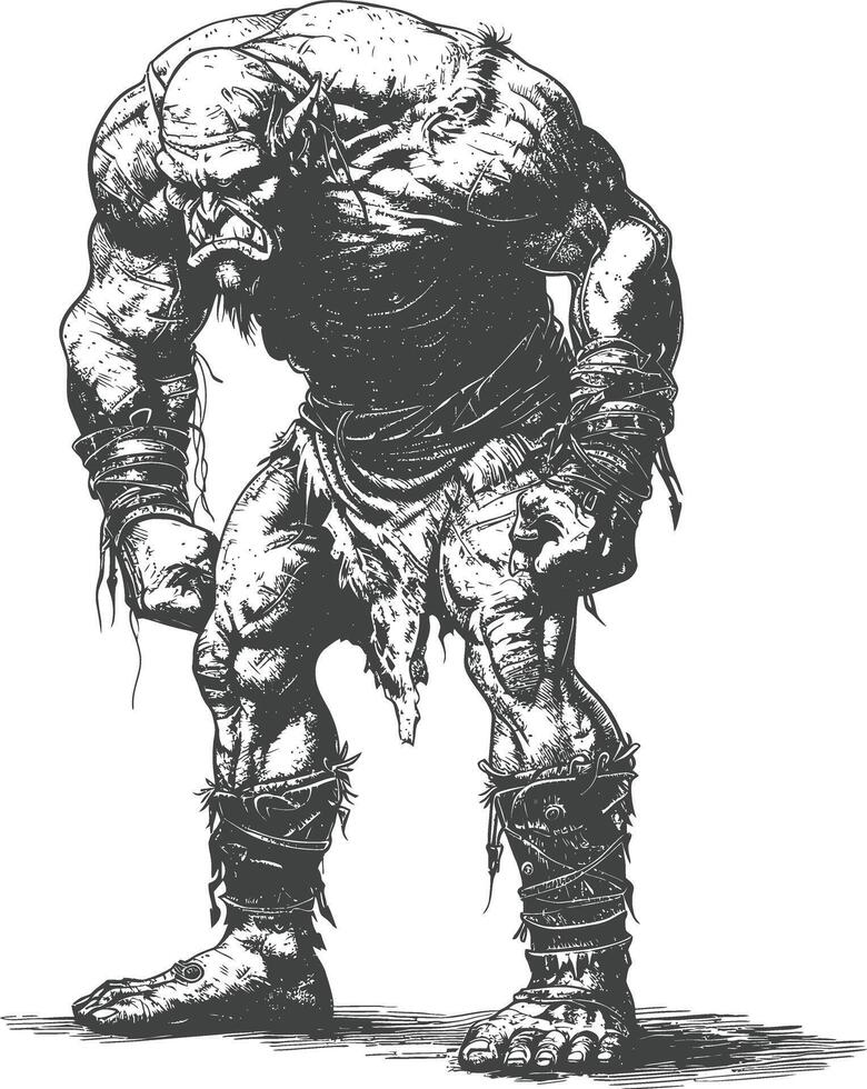 orc full body images using Old engraving style vector