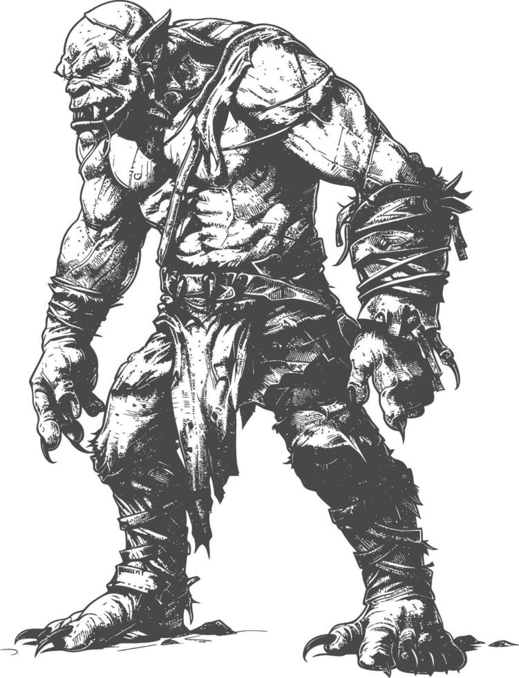 orc full body images using Old engraving style vector