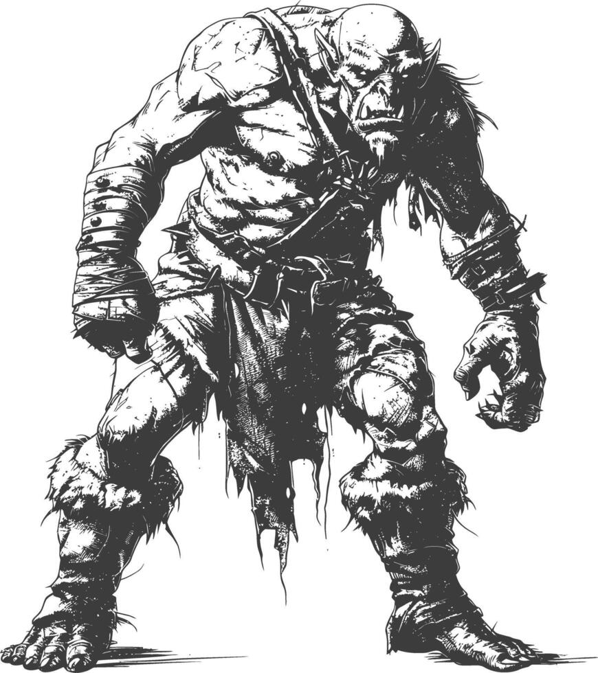 orc full body images using Old engraving style vector