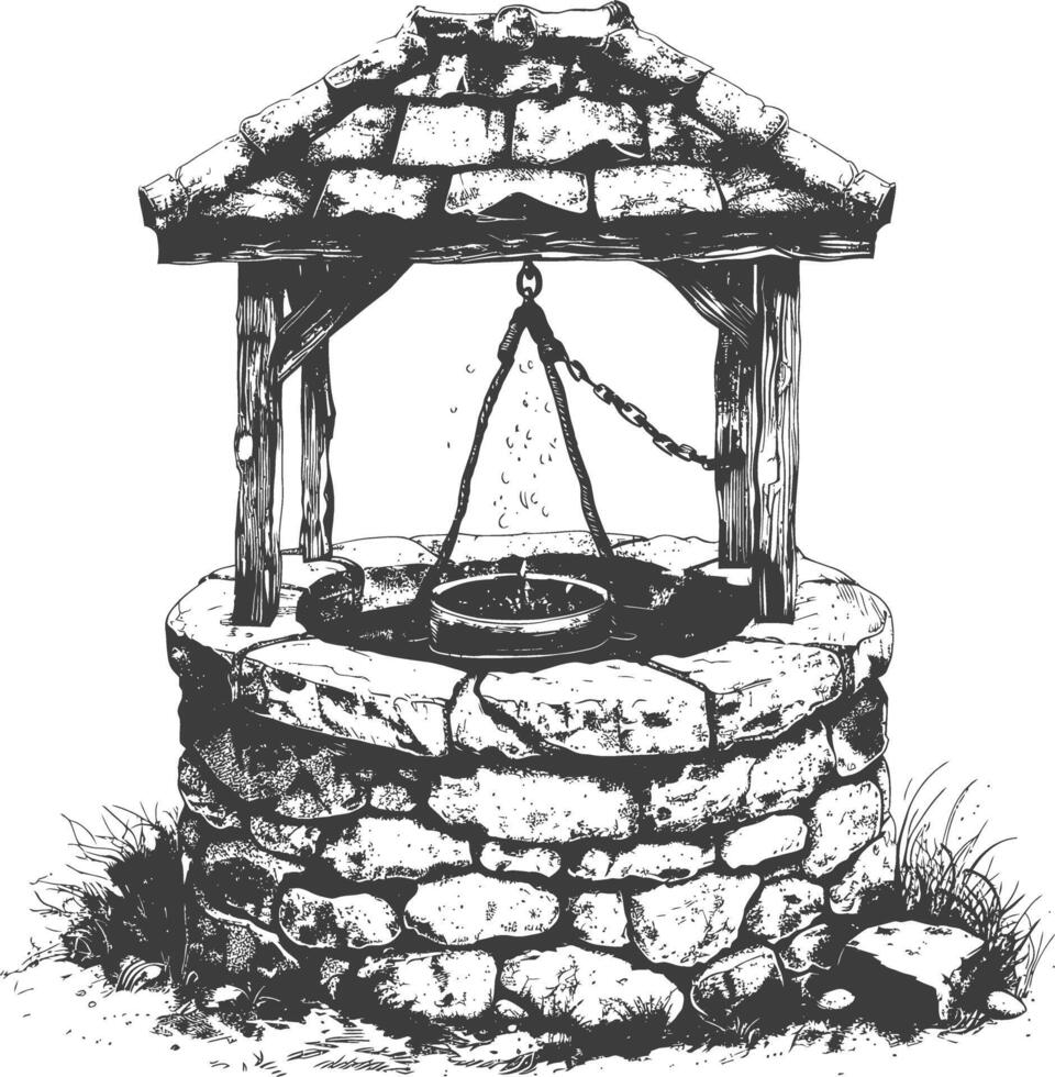 old water well images using Old engraving style vector