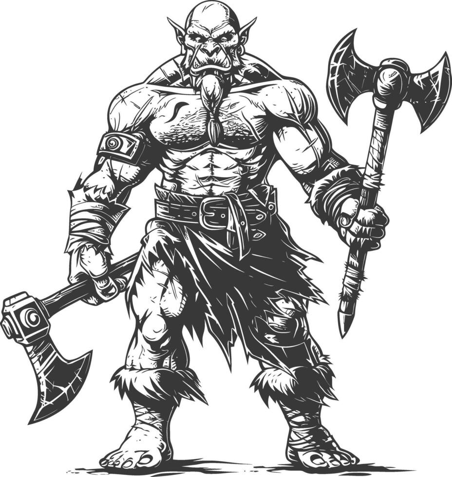 orc full body images using Old engraving style vector