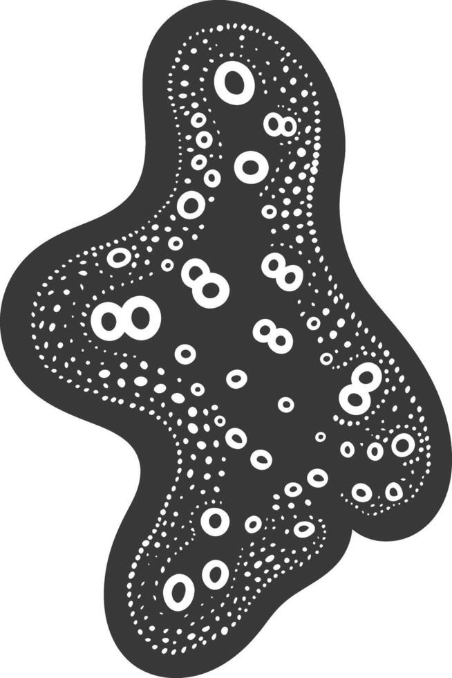 Silhouette amoeba animal black color only vector