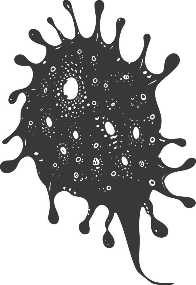 Silhouette amoeba animal black color only vector
