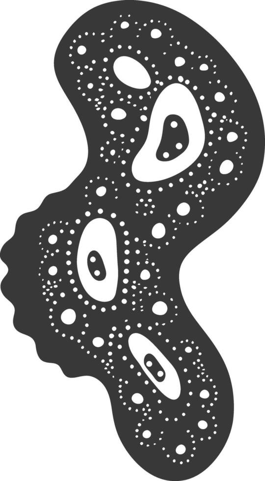 Silhouette amoeba animal black color only vector