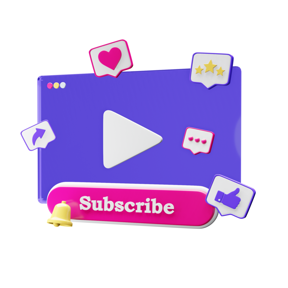 3D Screen icon with subscribe button png