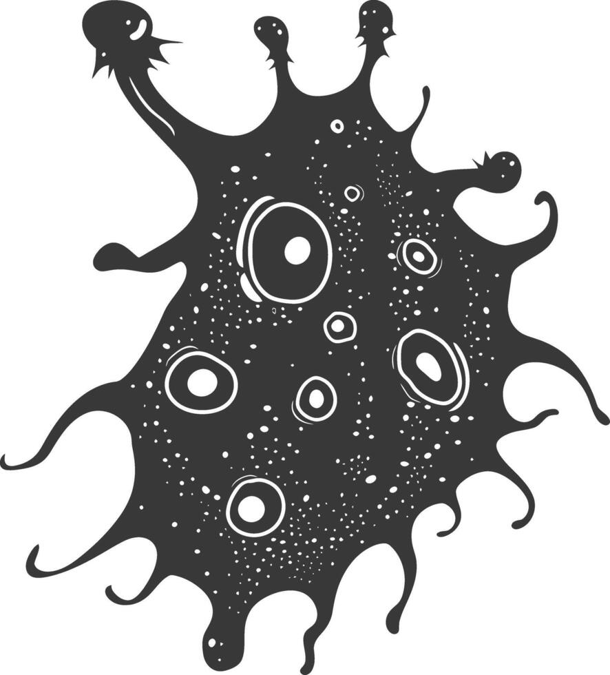 Silhouette amoeba animal black color only vector