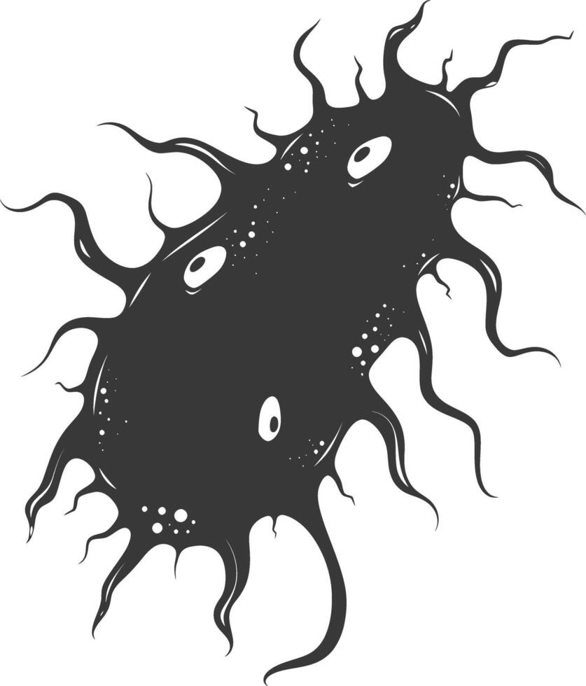 Silhouette amoeba animal black color only vector