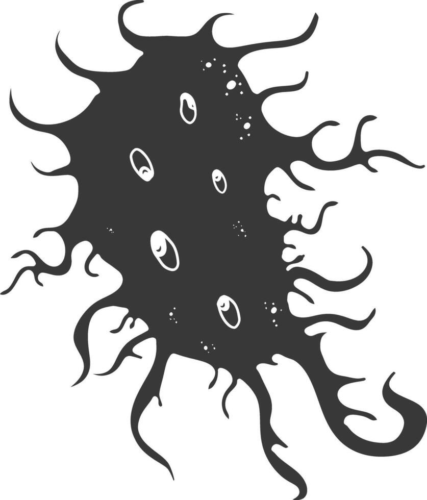 Silhouette amoeba animal black color only vector