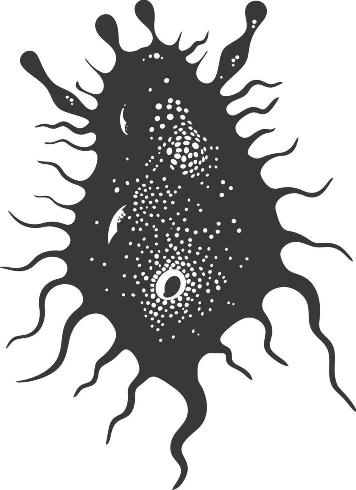 Silhouette amoeba animal black color only vector
