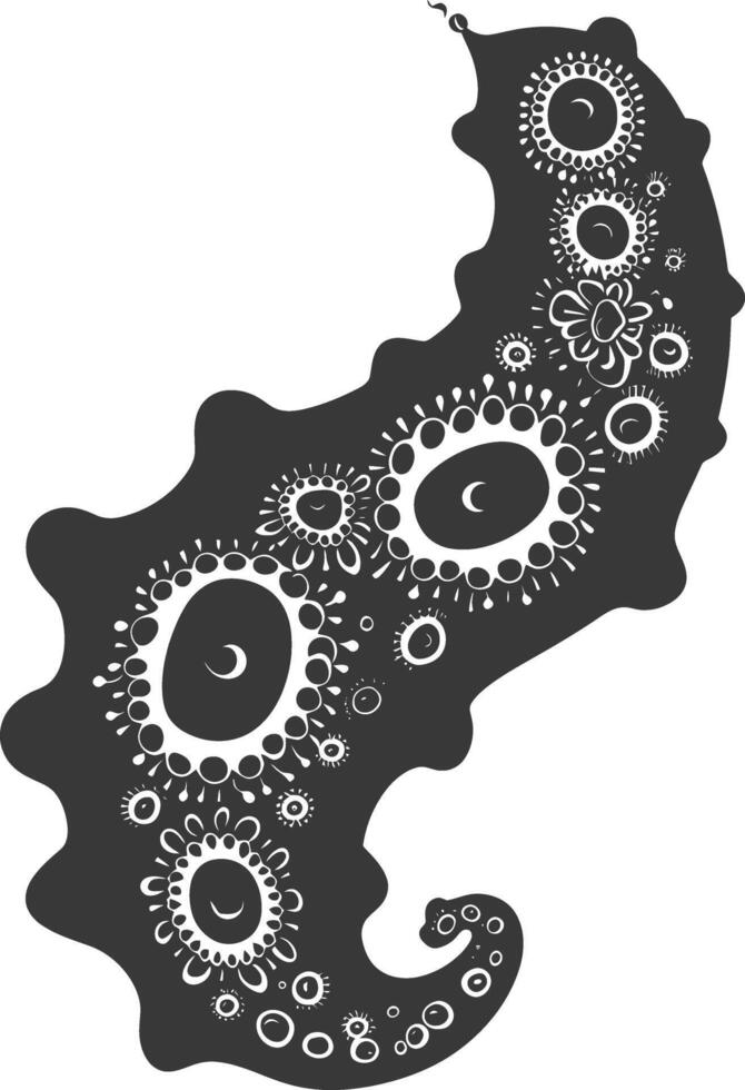 Silhouette amoeba animal black color only vector