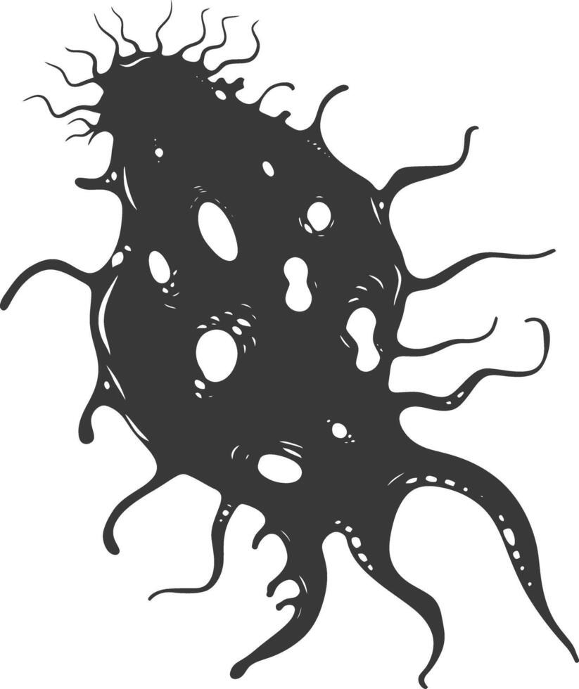 Silhouette amoeba animal black color only vector