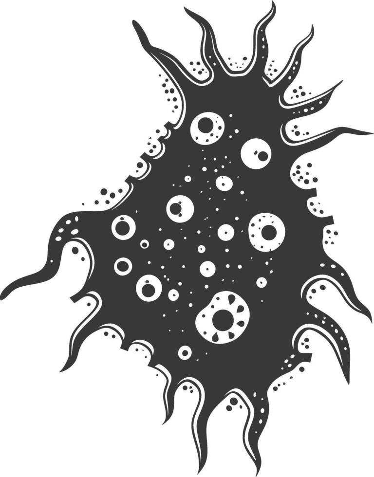 Silhouette amoeba animal black color only vector