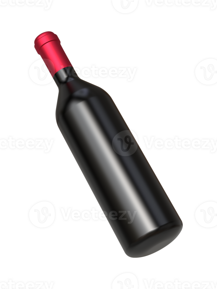 3d rojo vino botella representación para Bosquejo png