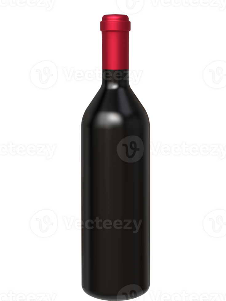 3D Red wine bottle rendering for mockup png