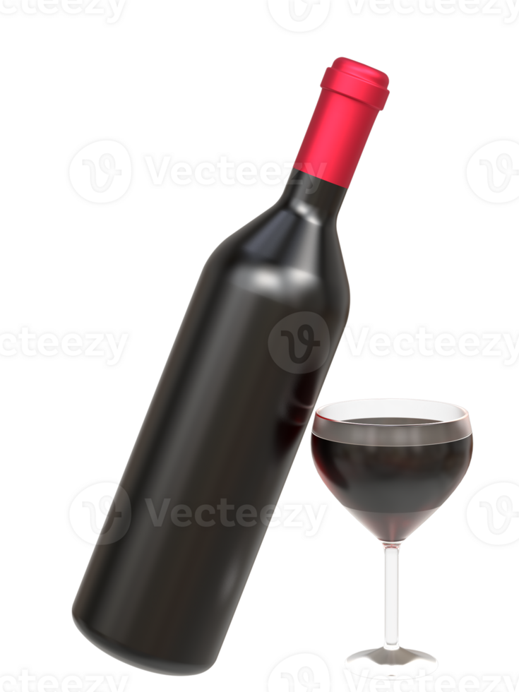 3d rosso vino bottiglia interpretazione per modello png