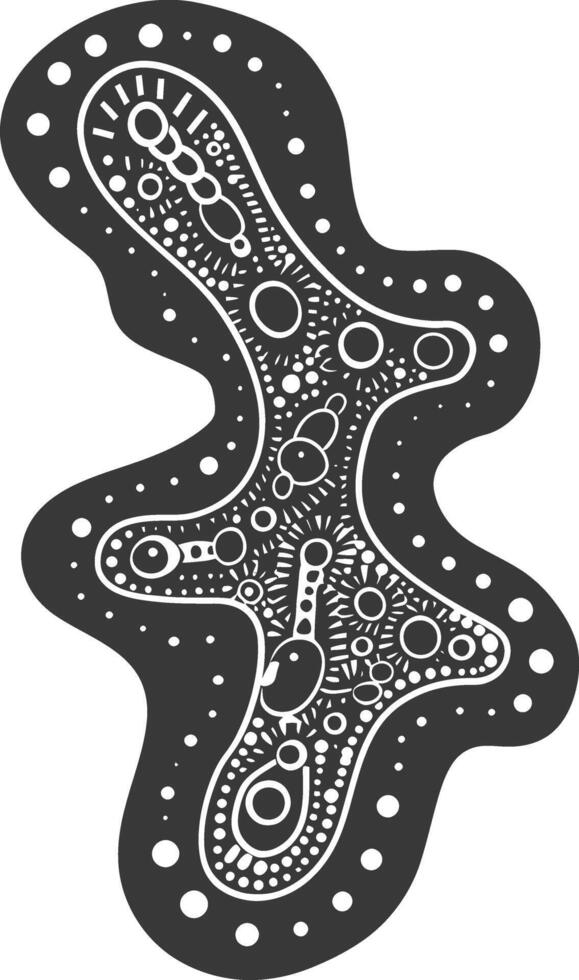 Silhouette amoeba animal black color only vector