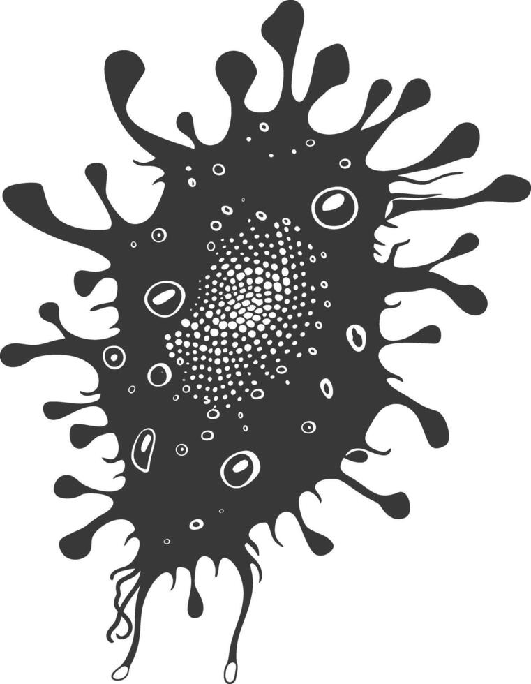 Silhouette amoeba animal black color only vector