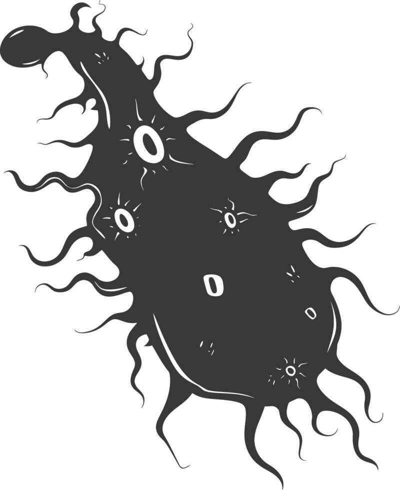 Silhouette amoeba animal black color only vector