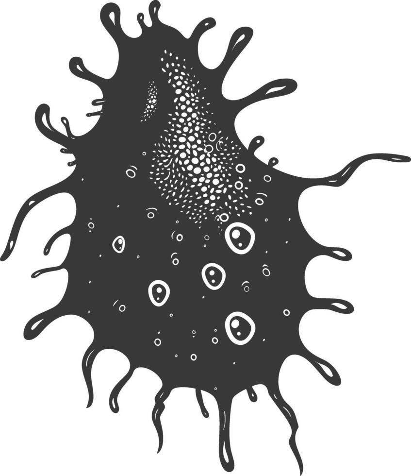 Silhouette amoeba animal black color only vector