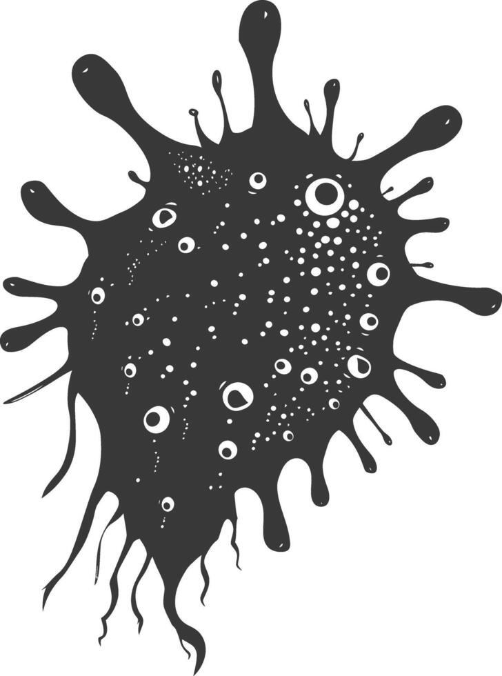 Silhouette amoeba animal black color only vector