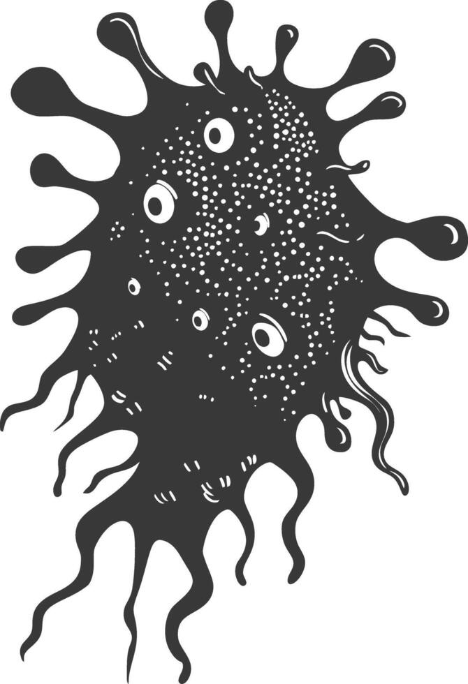 Silhouette amoeba animal black color only vector