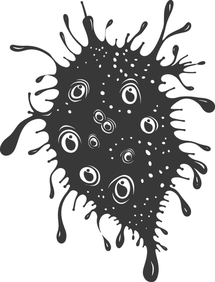 Silhouette amoeba animal black color only vector