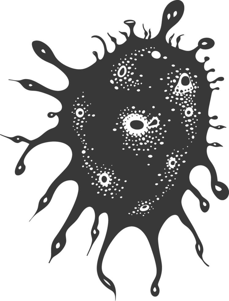 Silhouette amoeba animal black color only vector