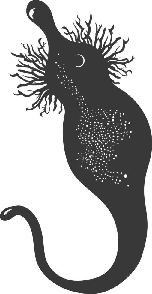 Silhouette amoeba animal black color only vector