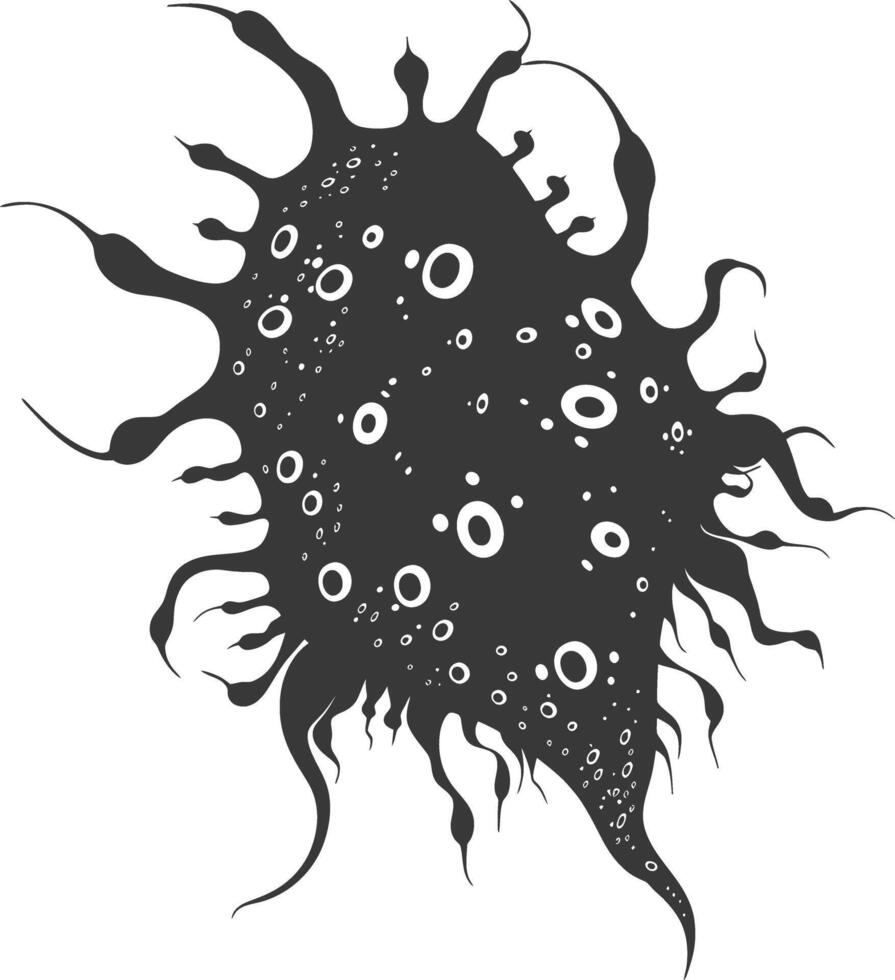 Silhouette amoeba animal black color only vector