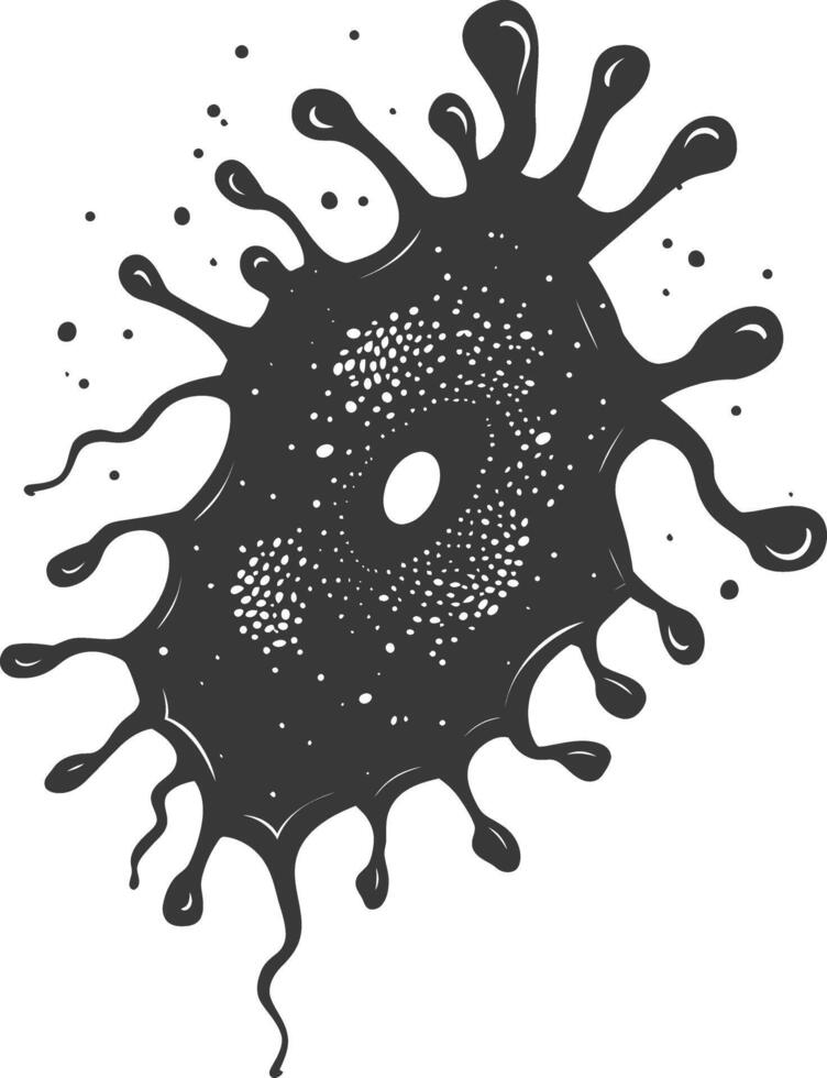 Silhouette amoeba animal black color only vector