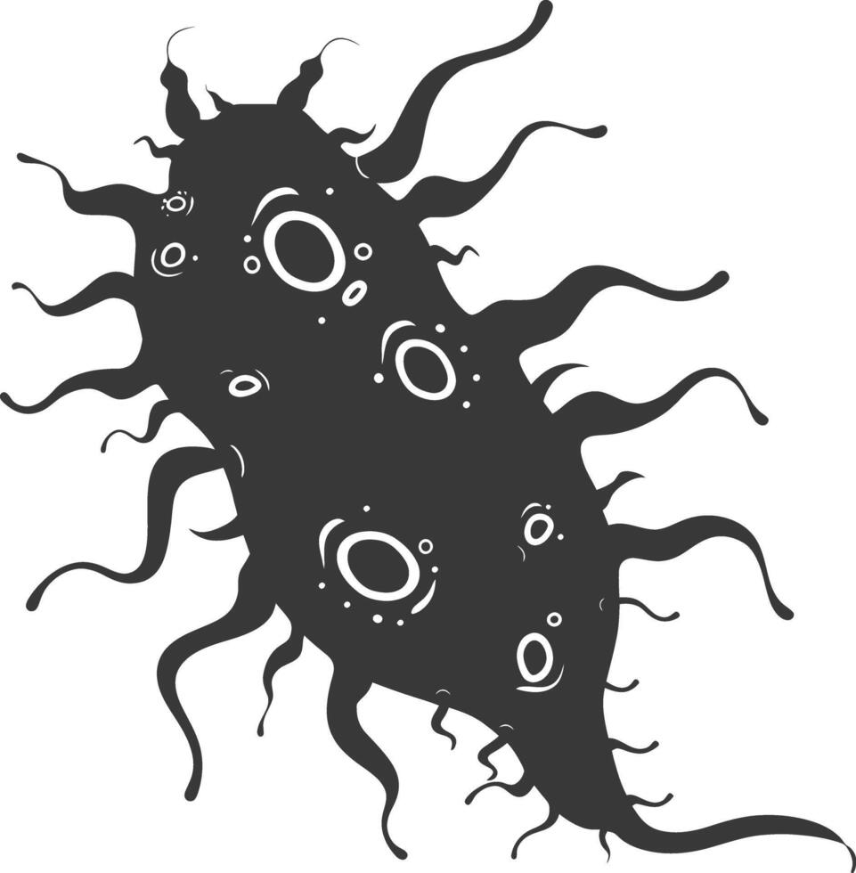 Silhouette amoeba animal black color only vector