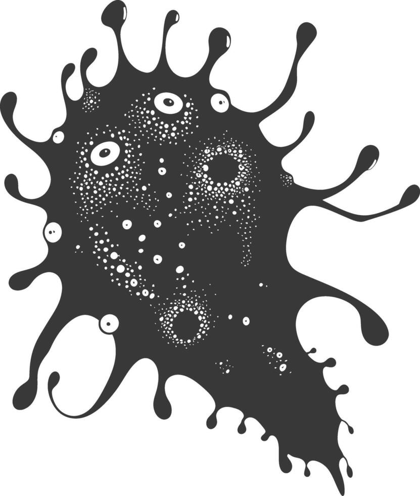 Silhouette amoeba animal black color only vector