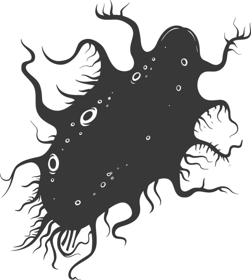 Silhouette amoeba animal black color only vector