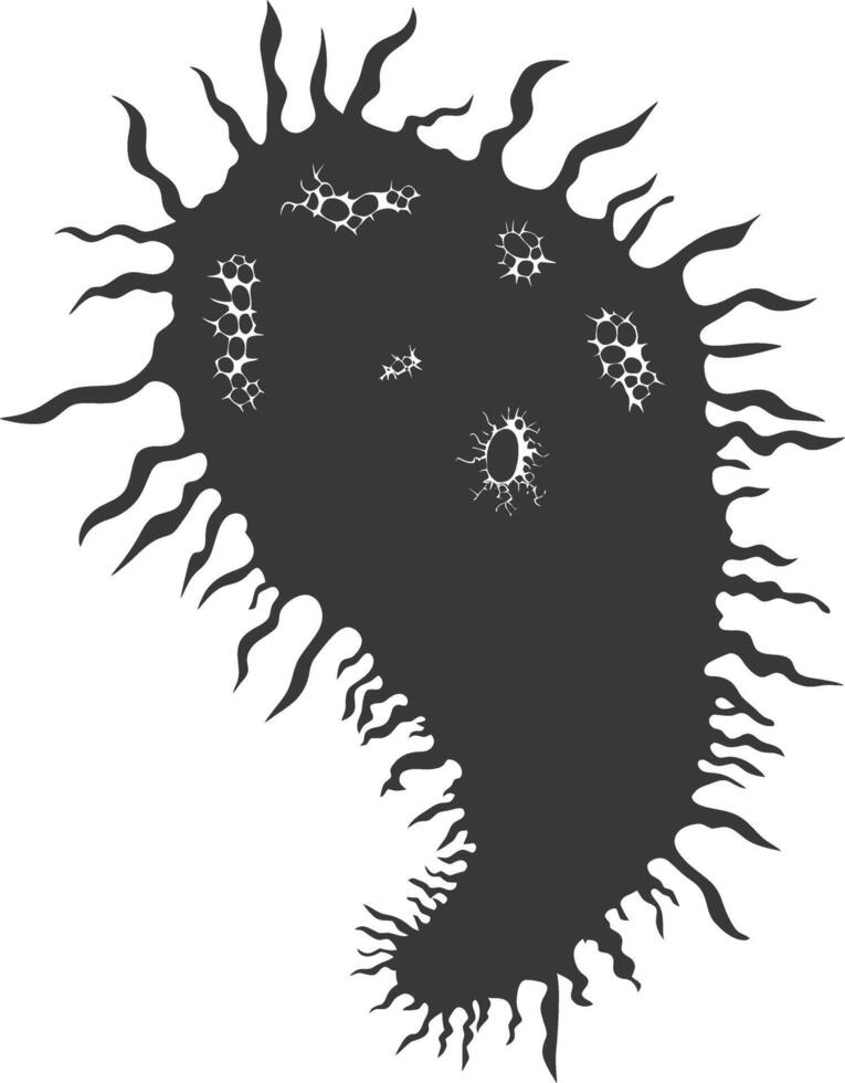 Silhouette amoeba animal black color only vector