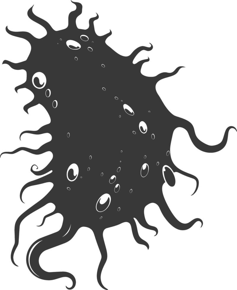 Silhouette amoeba animal black color only vector