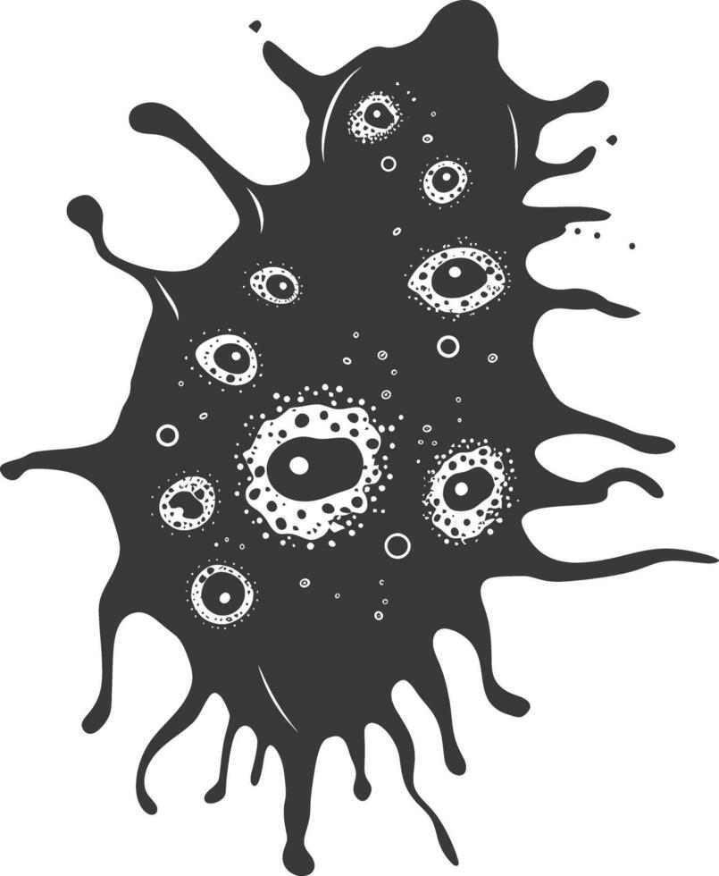 Silhouette amoeba animal black color only vector