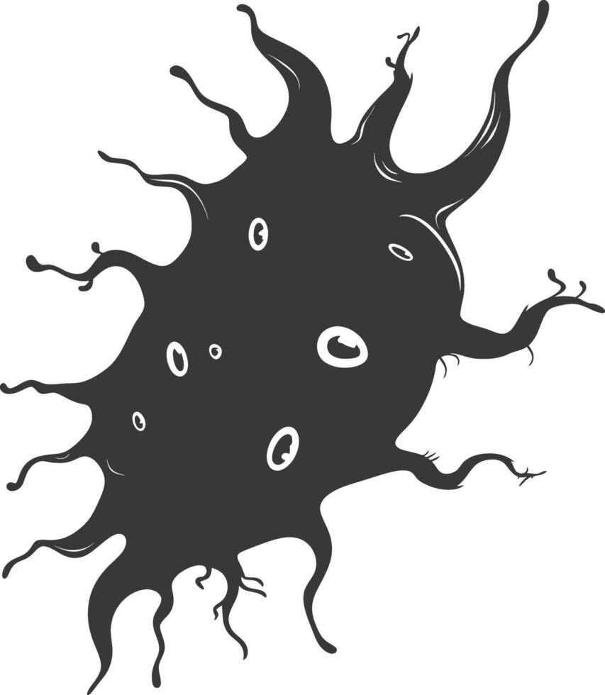 Silhouette amoeba animal black color only vector