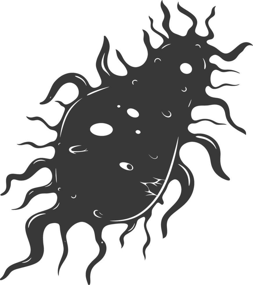Silhouette amoeba animal black color only vector