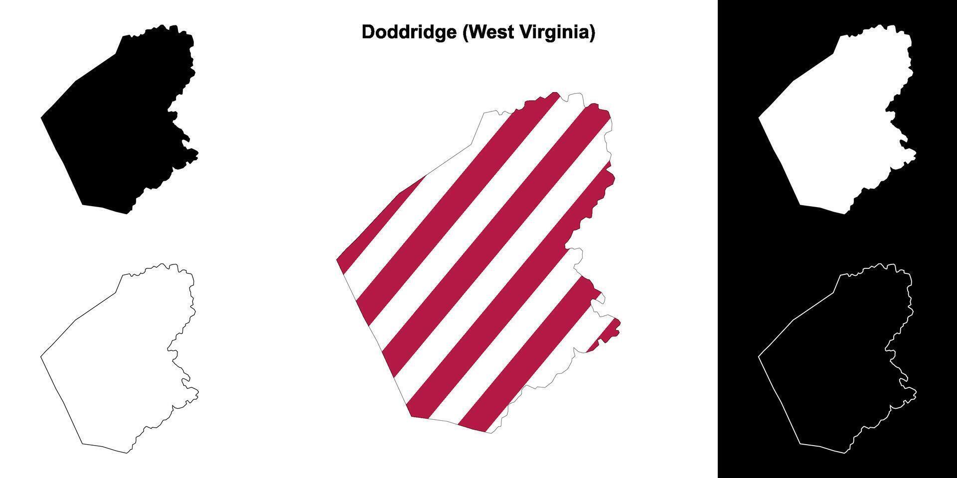 Doddridge County, West Virginia outline map set vector