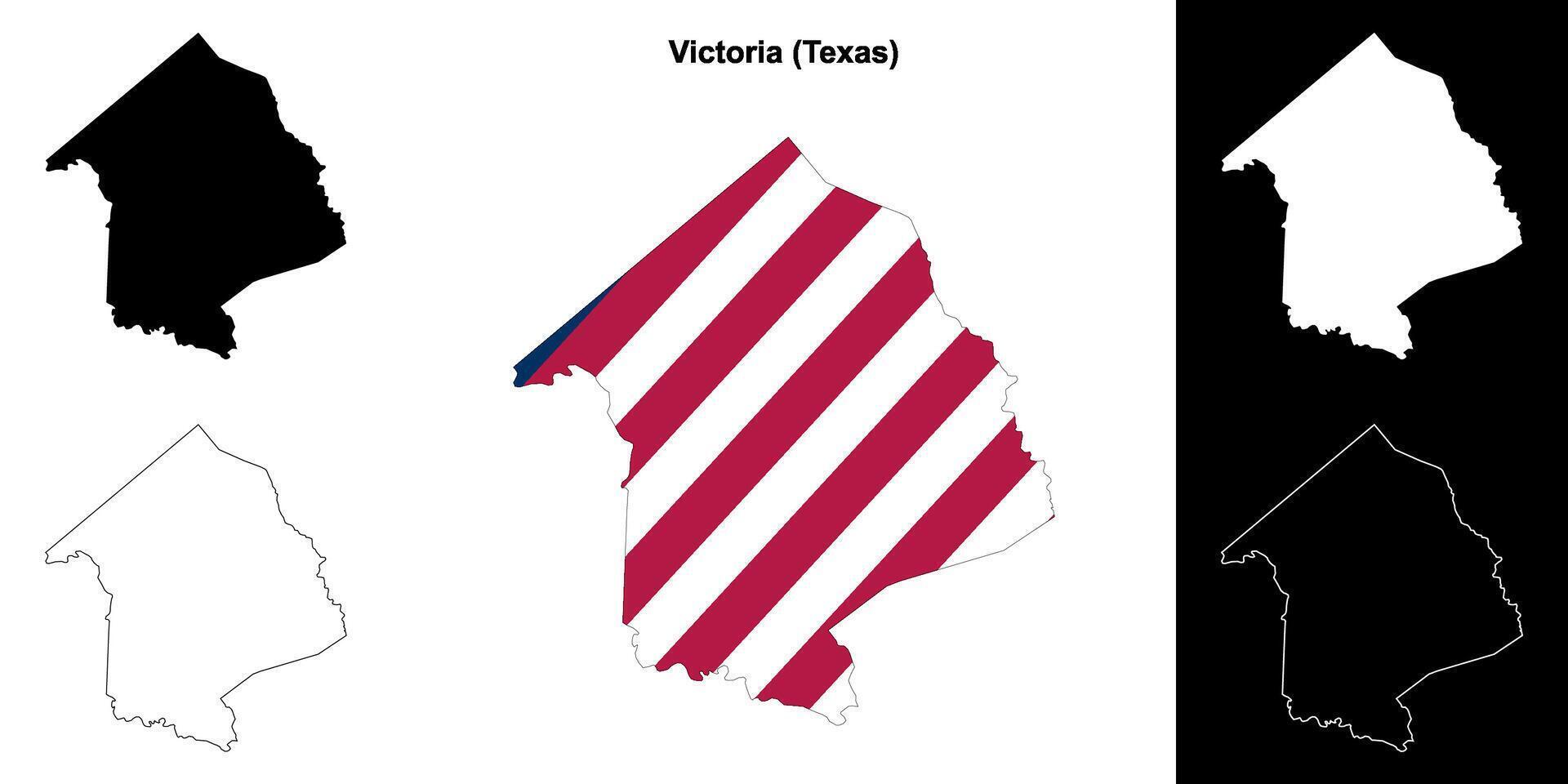 Victoria County, Texas outline map set vector