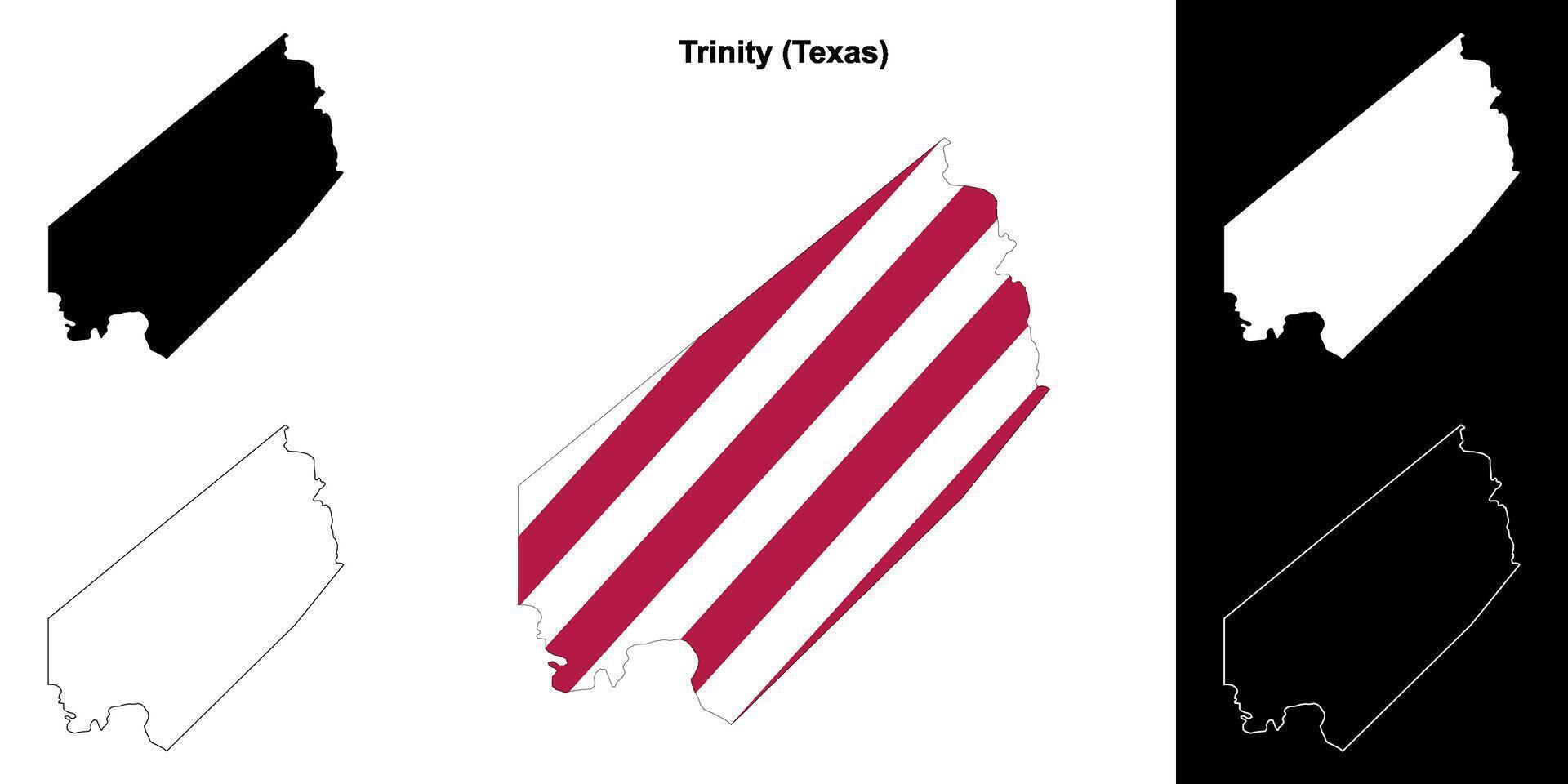 Trinity County, Texas outline map set vector