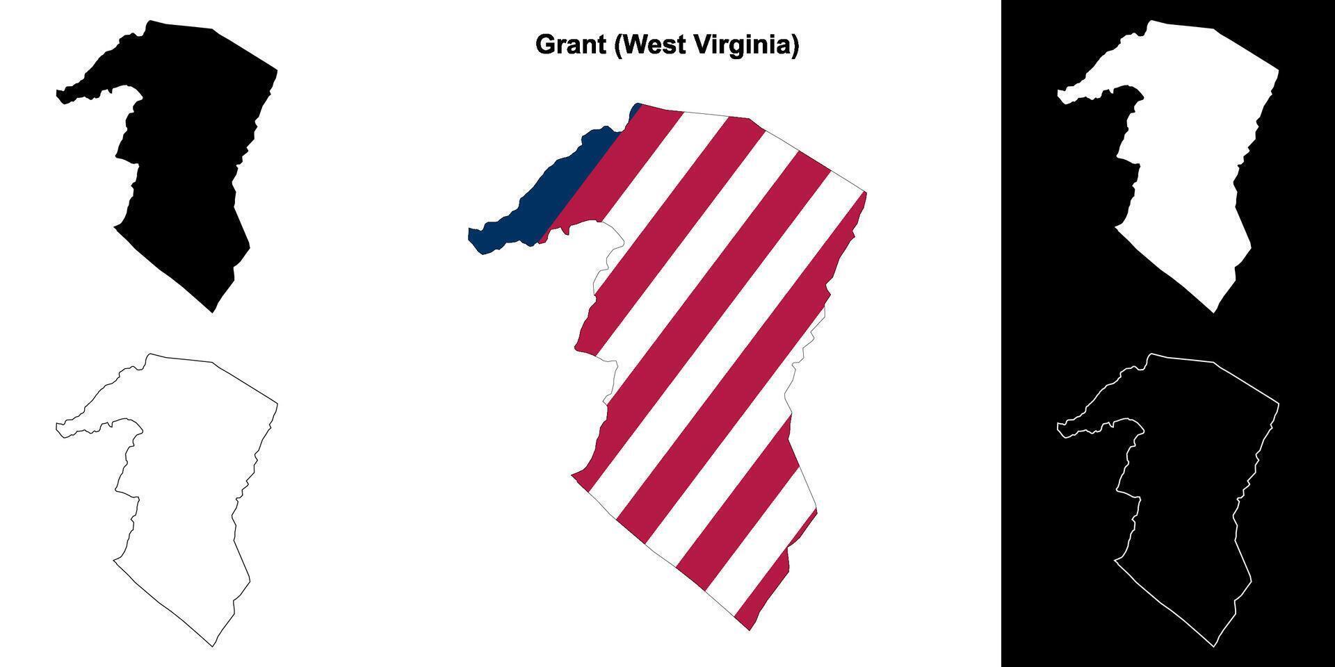 Grant County, West Virginia outline map set vector