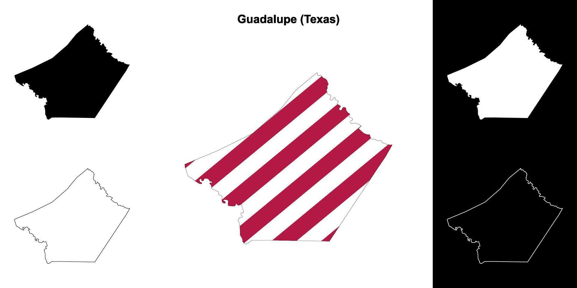 guadalupe condado, Texas contorno mapa conjunto vector