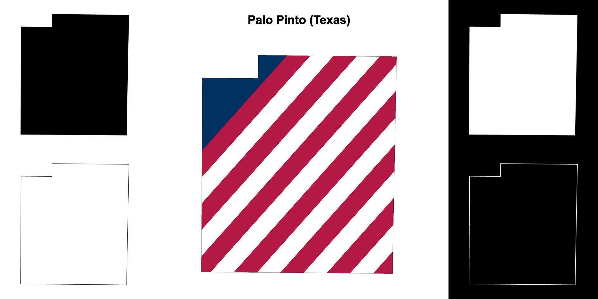 Palo Pinto County, Texas outline map set vector