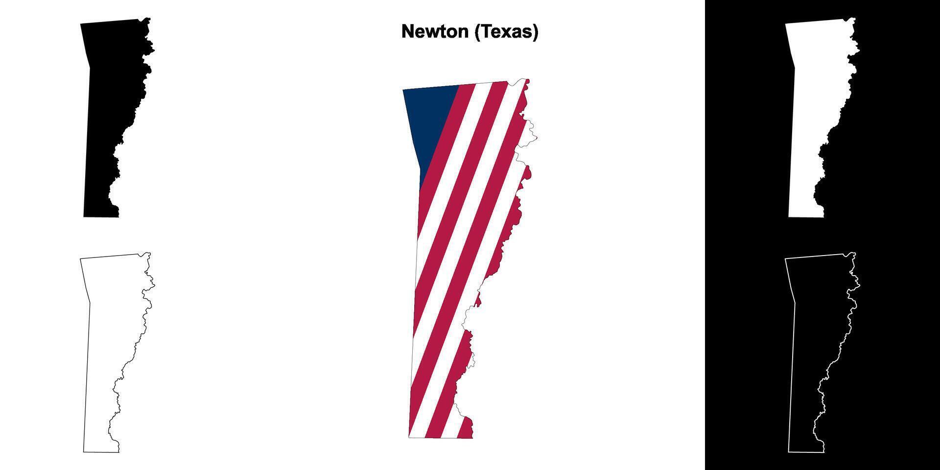 Newton condado, Texas contorno mapa conjunto vector