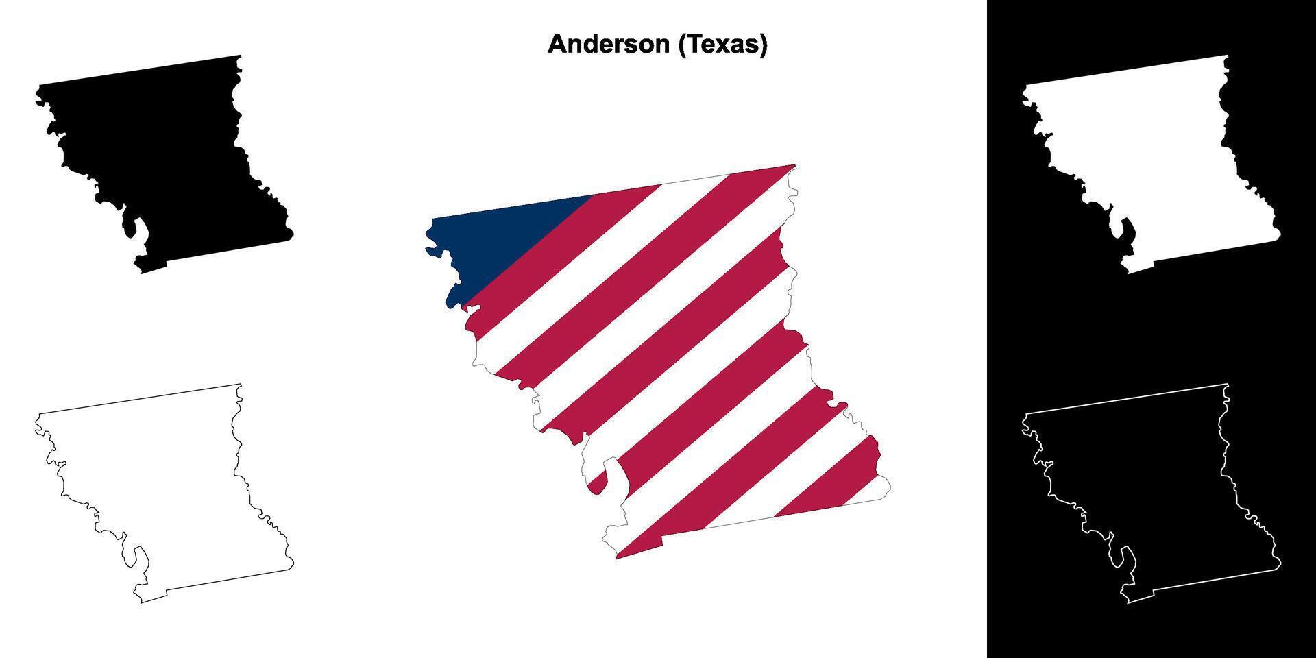 Anderson County, Texas outline map set vector