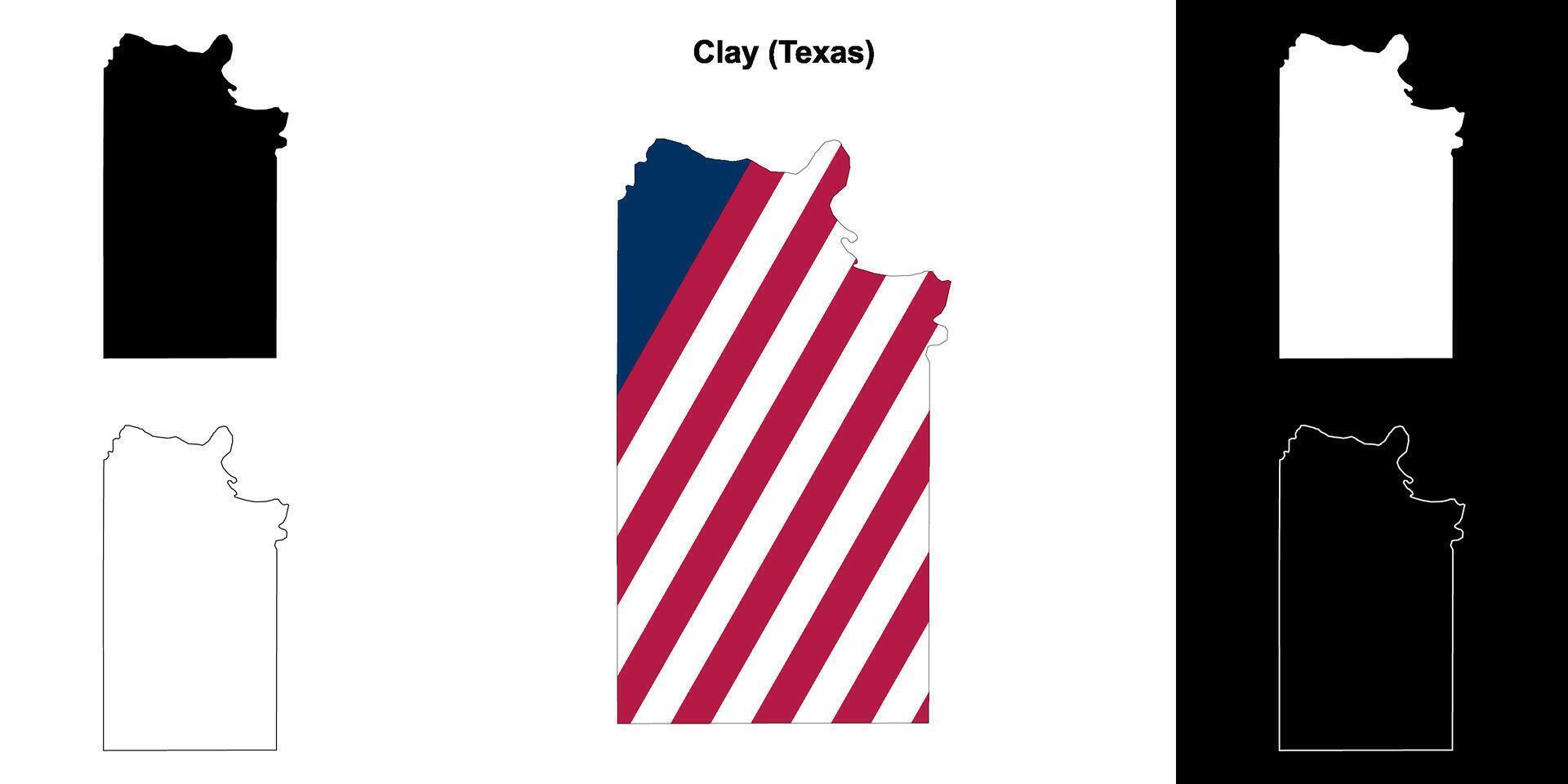 Clay County, Texas outline map set vector