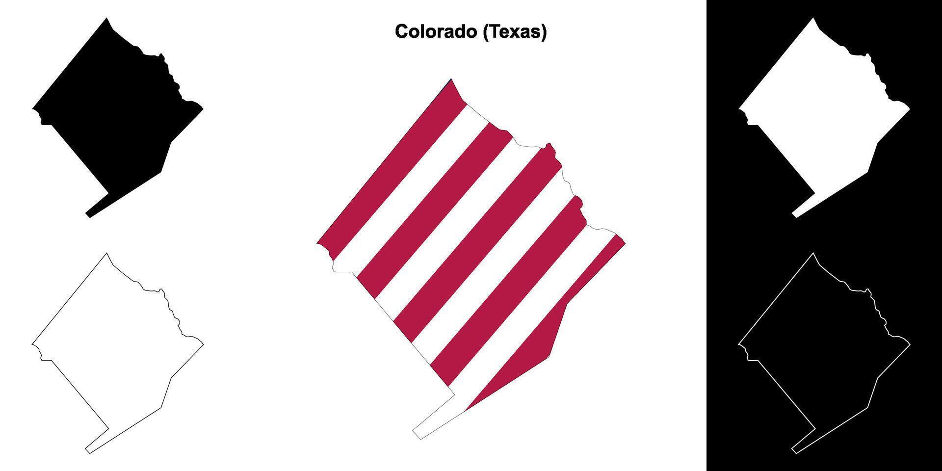 Colorado County, Texas outline map set vector
