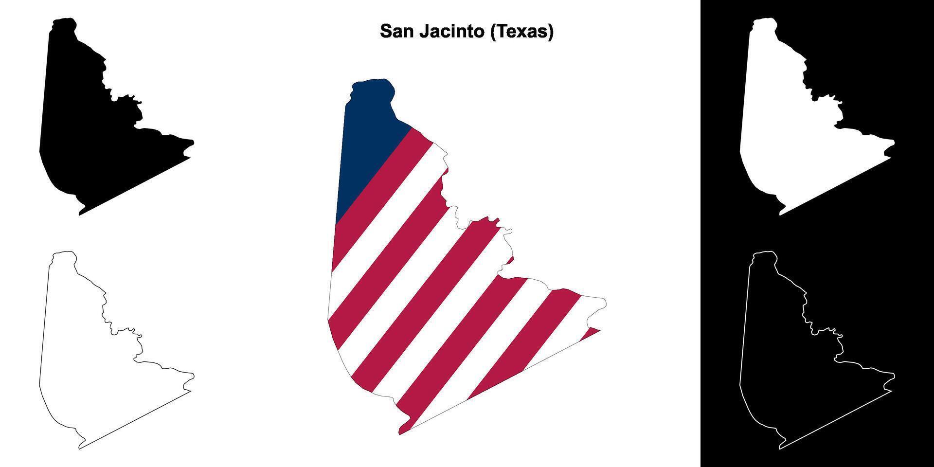 San Jacinto County, Texas outline map set vector