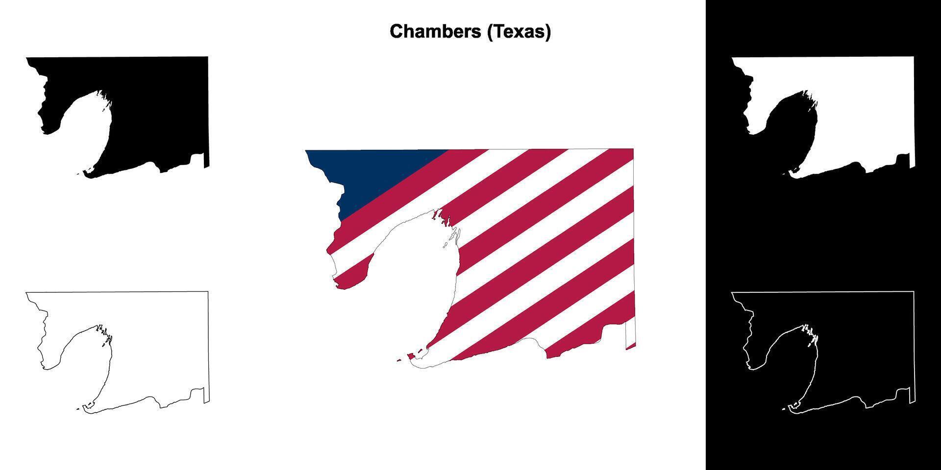 Chambers County, Texas outline map set vector